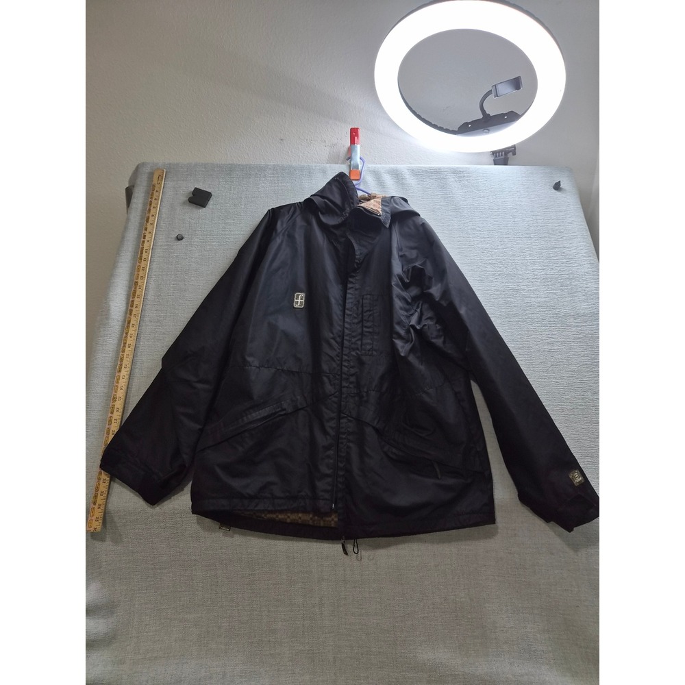 Snow Trooper Windbreaker Jacket Mens XL Black Mesh Lined Hooded Full Zip Winter